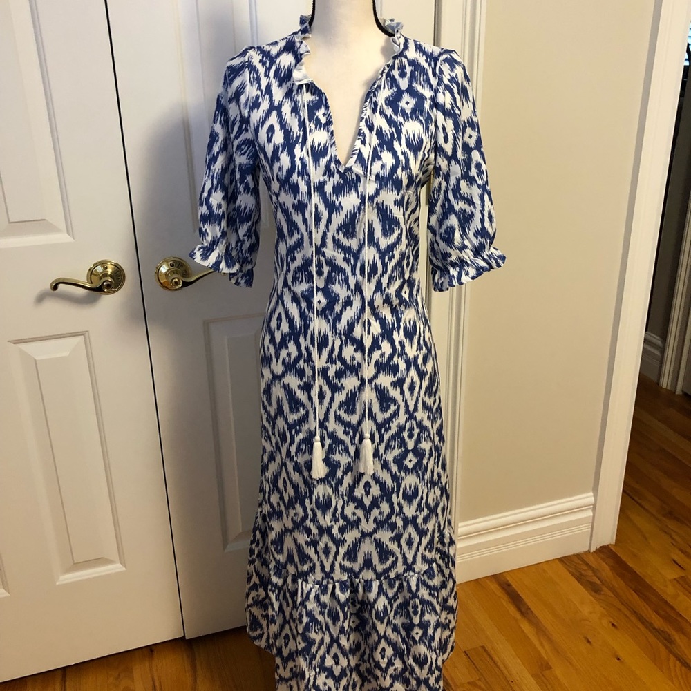 Blue Patterned Maxi Dress - Picture 3 of 11